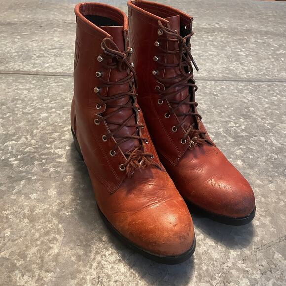 Vintage Ariat Lace Up Boots Mens 9.5 EU 42.5 Brown Leather 02 Competitor Western main image 8